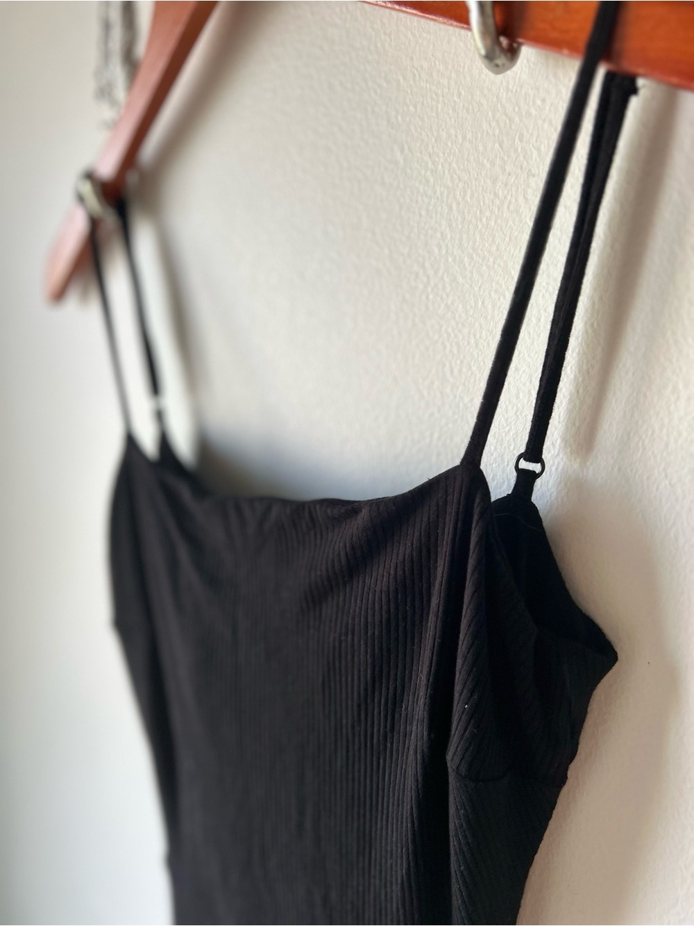 & OTHER STORIES Black Ribbed Midi/Maxi Dress Side Slits Open Back Size 2 - Picture 6 of 9